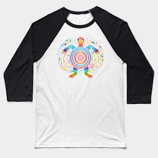Aboriginal Underwater Ocean Turtle Dot Art Work Baseball T-Shirt